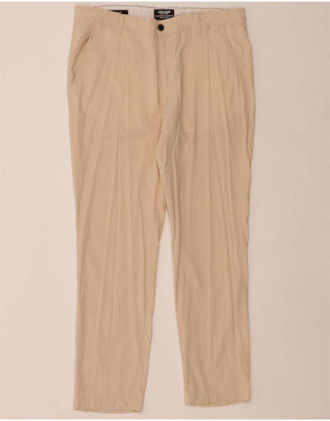 JACK & JONES Mens Slim Chino Trousers W34 L29 Beige Cotton Vintage Jack & Jones and Second-Hand Jack & Jones from Messina Hembry 