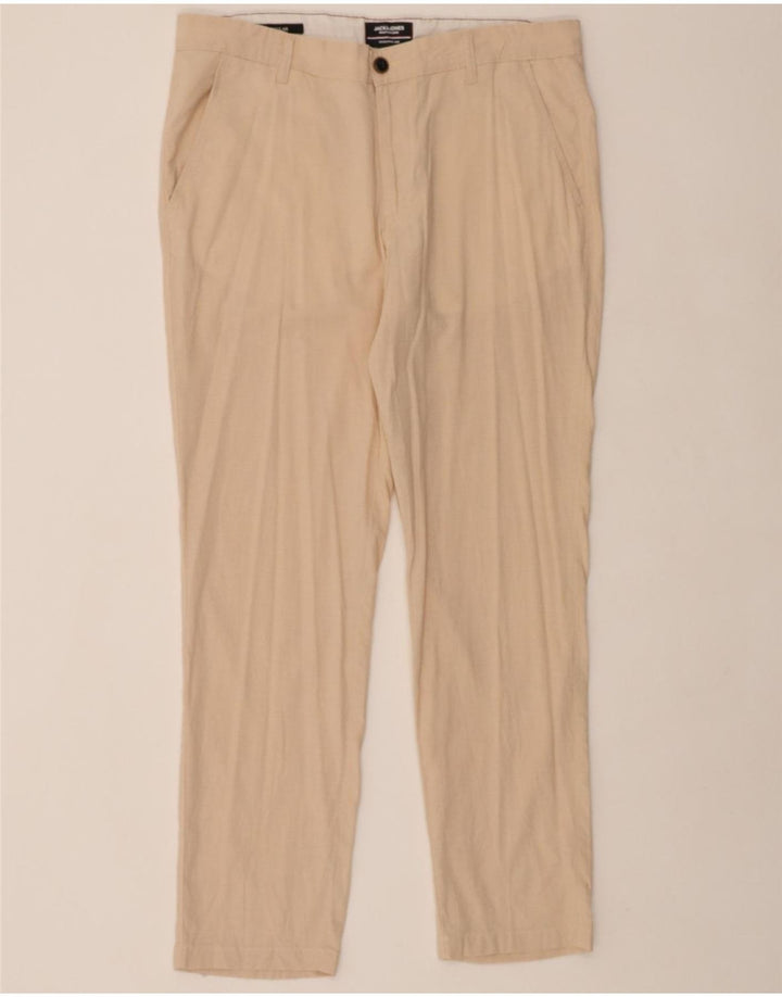 JACK & JONES Mens Slim Chino Trousers W34 L29 Beige Cotton Vintage Jack & Jones and Second-Hand Jack & Jones from Messina Hembry 