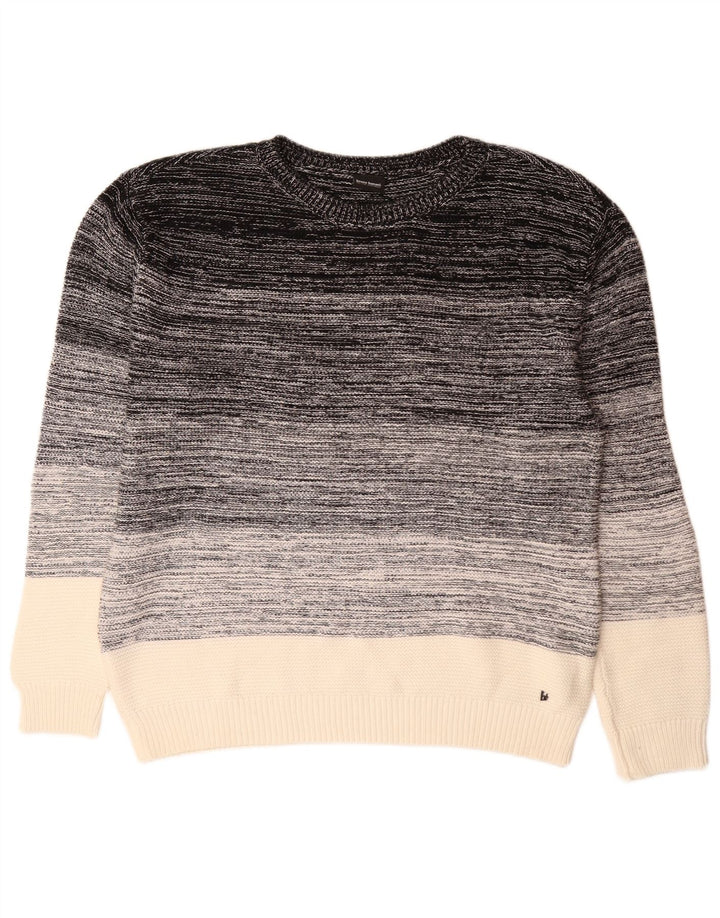 Bruno Banani Suéter masculino com gola canoa grande multicolorido manchado
