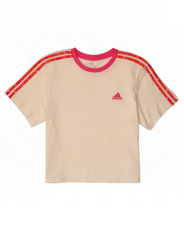 Camiseta Adidas Feminina Crop Graphic Top UK 12/14 Médio Algodão Branco
