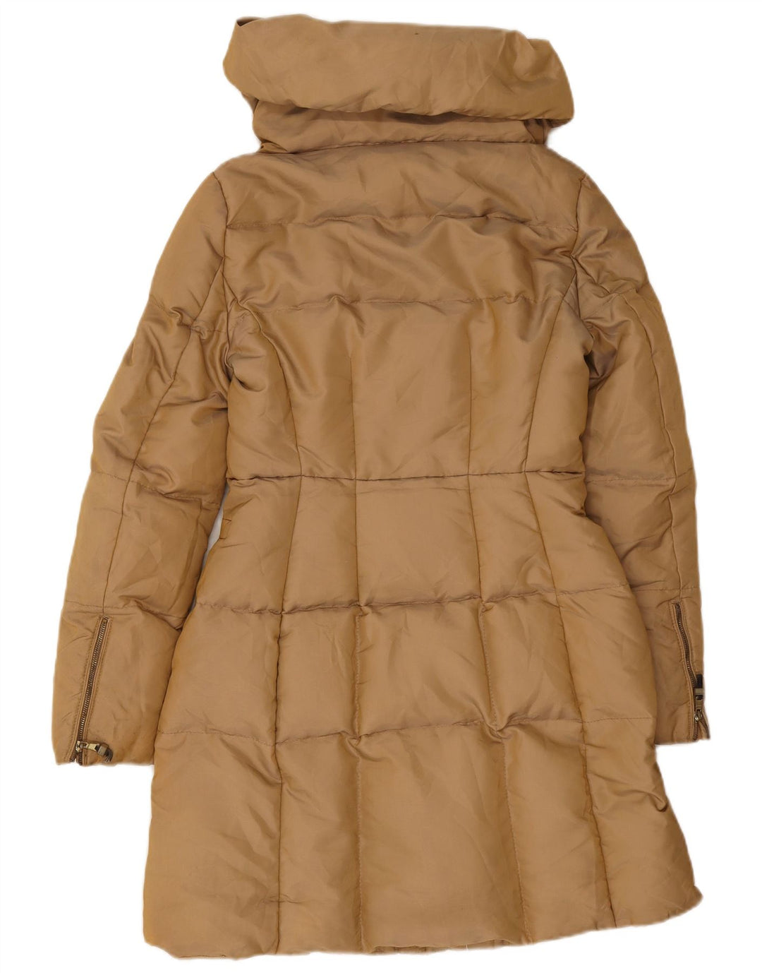 Casaco acolchoado feminino Zara UK 10 pequeno marrom nylon