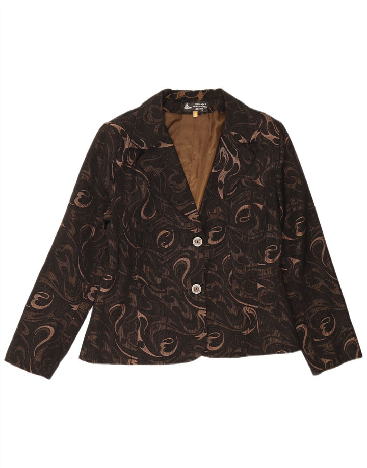 Jaqueta Blazer Vintage Feminina com 2 Botões Reino Unido 14 Médio Preto Paisley