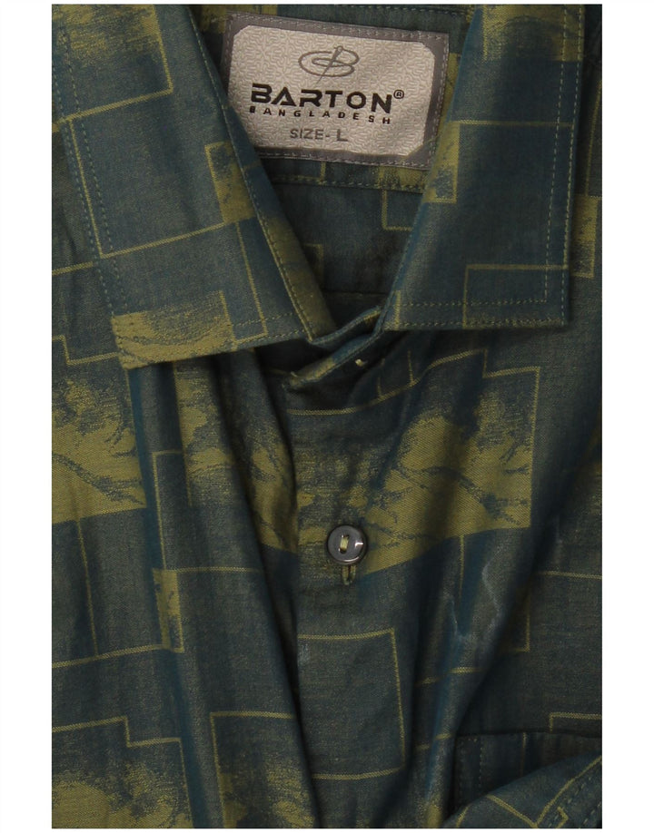 Camisa masculina VINTAGE grande verde geométrica
