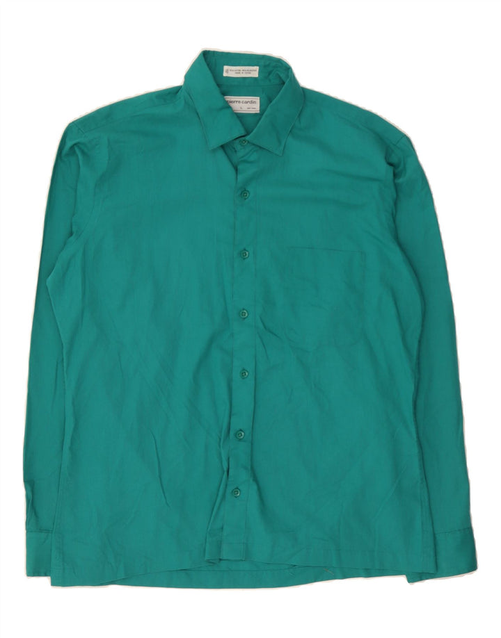 PIERRE CARDIN Mens Shirt Large Green Cotton Vintage Pierre Cardin and Second-Hand Pierre Cardin from Messina Hembry 