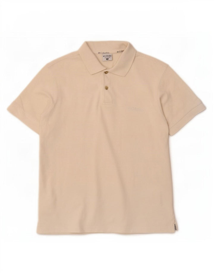 Camisa polo masculina Columbia pequena de algodão off white