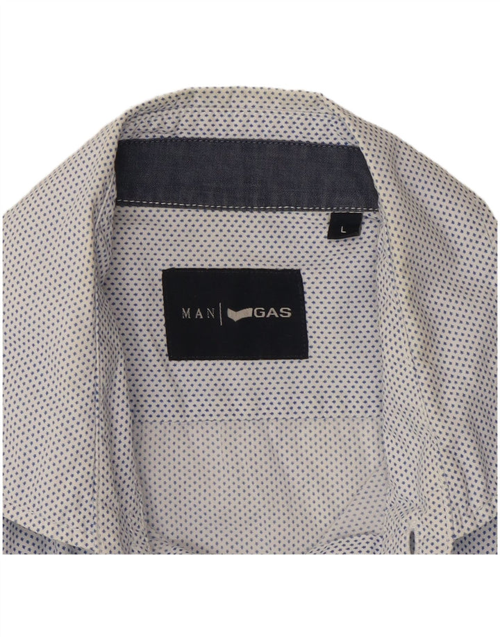 Camisa masculina Gas grande algodão manchado azul