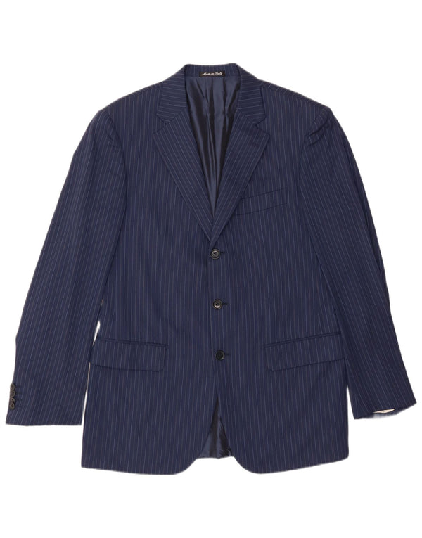 Pal Zileri Mens 3 Button Blazer Jacket IT 50 Large Navy Blue Pinstripe