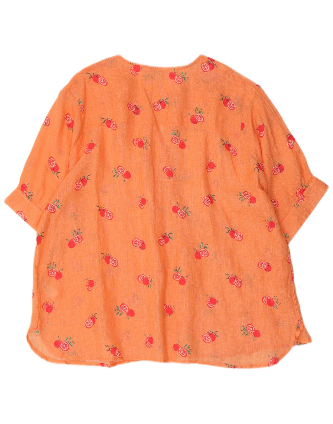 Blusa feminina grande com estampa MONSOON Reino Unido 16 grande linho laranja