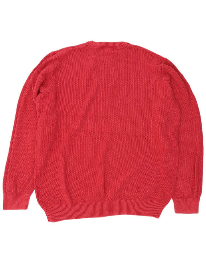 Suéter masculino Marks & Spencer de ajuste regular com gola redonda 2XL algodão vermelho