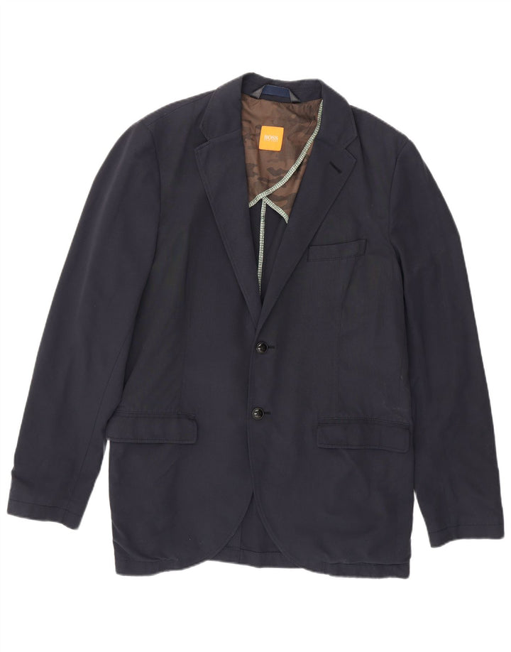 Jaqueta blazer masculina Hugo Boss com 2 botões EU 54 2XL algodão azul marinho