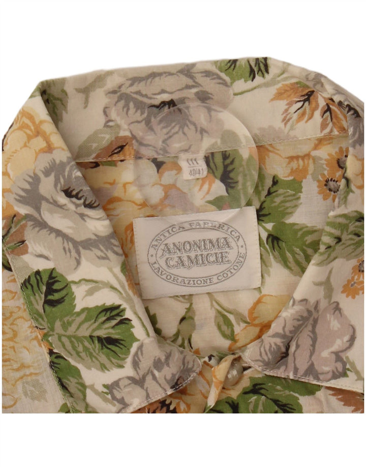Camisa masculina de manga curta Anonima Camicie tamanho 40/41 médio bege floral