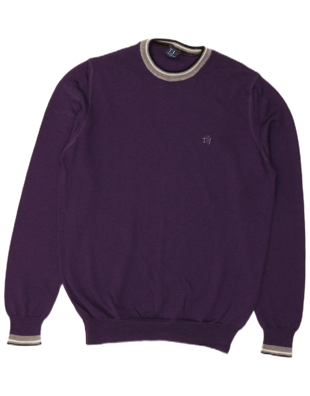 Suéter masculino TRUSSARDI JEANS com gola redonda de lã roxa média