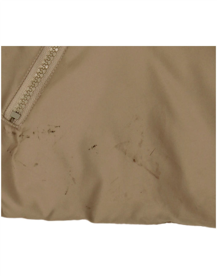 Jaqueta acolchoada superdimensionada feminina vintage Reino Unido 10 estampa animal bege pequena