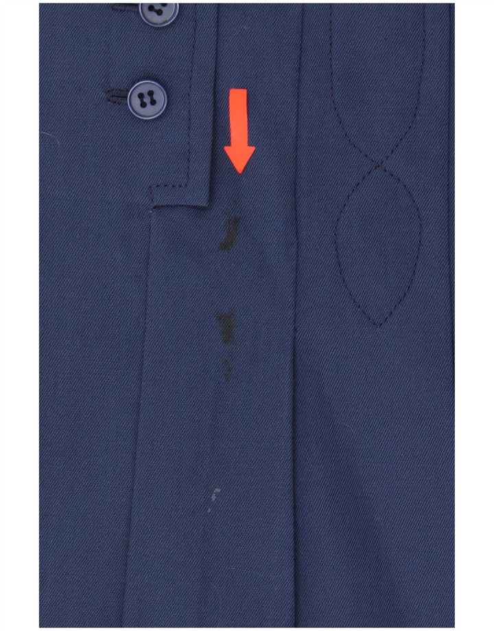Mini saia plissada feminina vintage W30 azul marinho médio