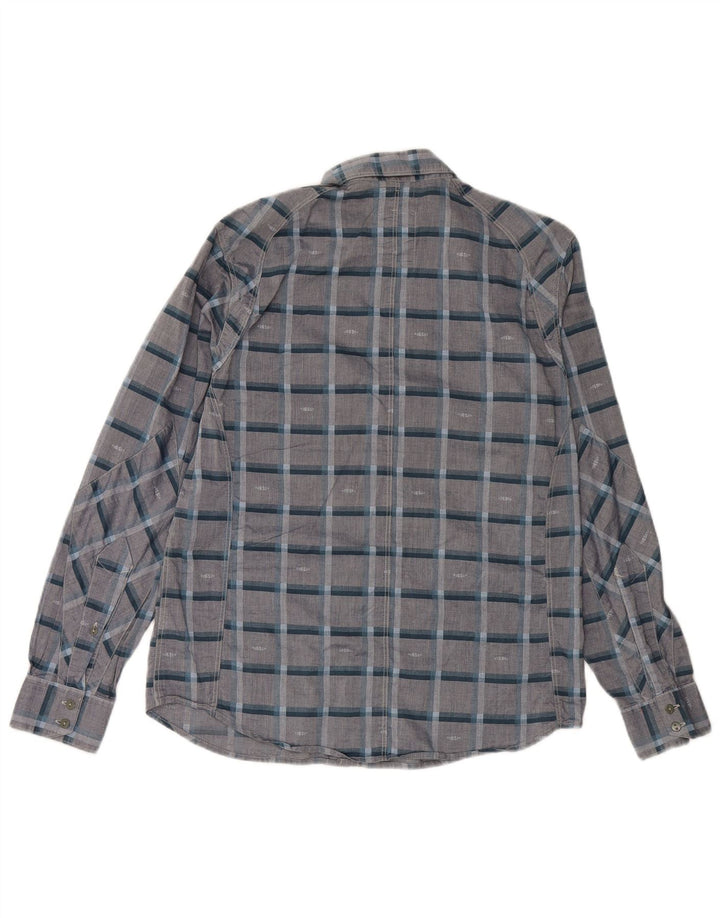 Camisa masculina G-STAR grande algodão xadrez cinza