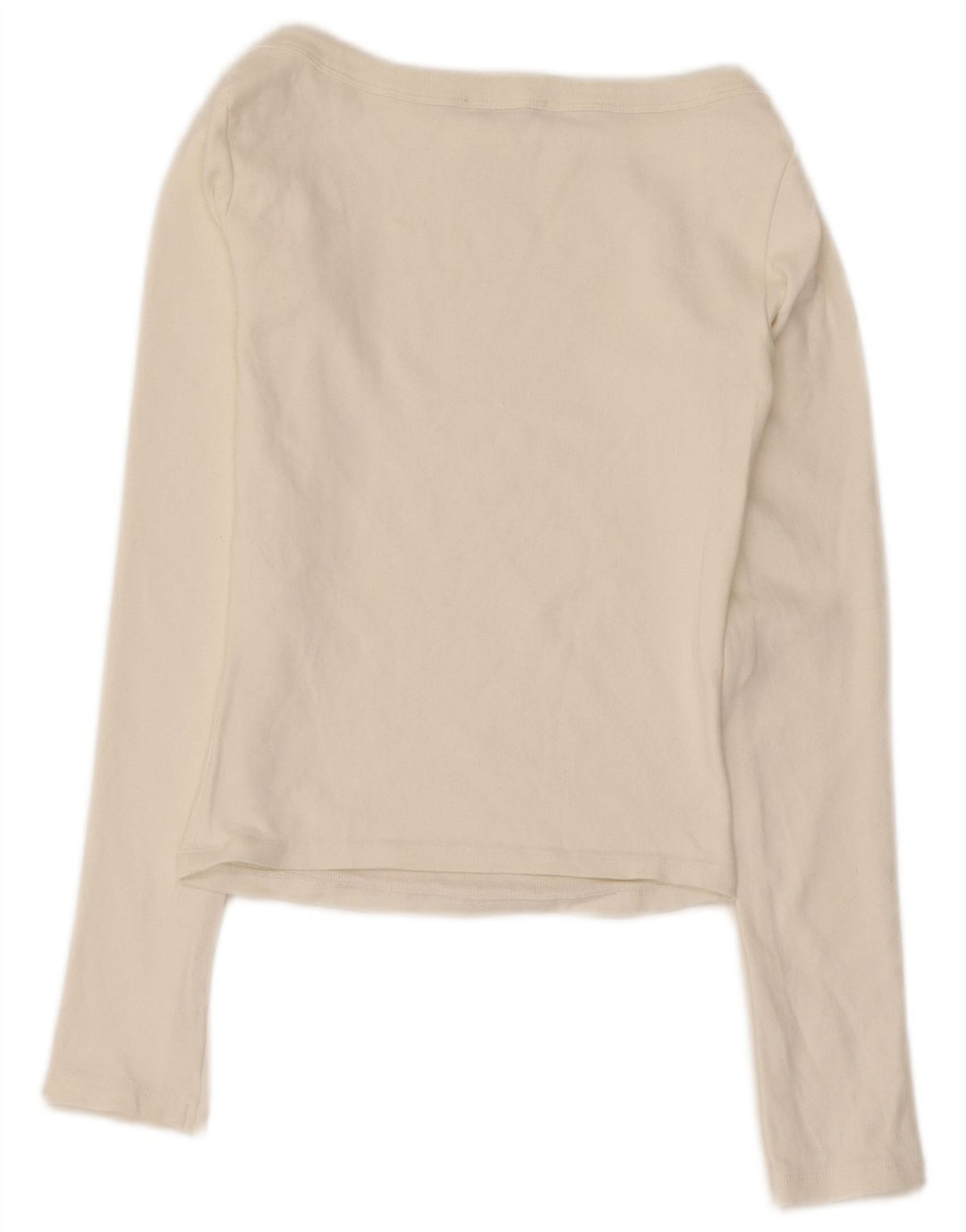Zara Womens Crop Top Manga Longa UK 12 Médio Off White