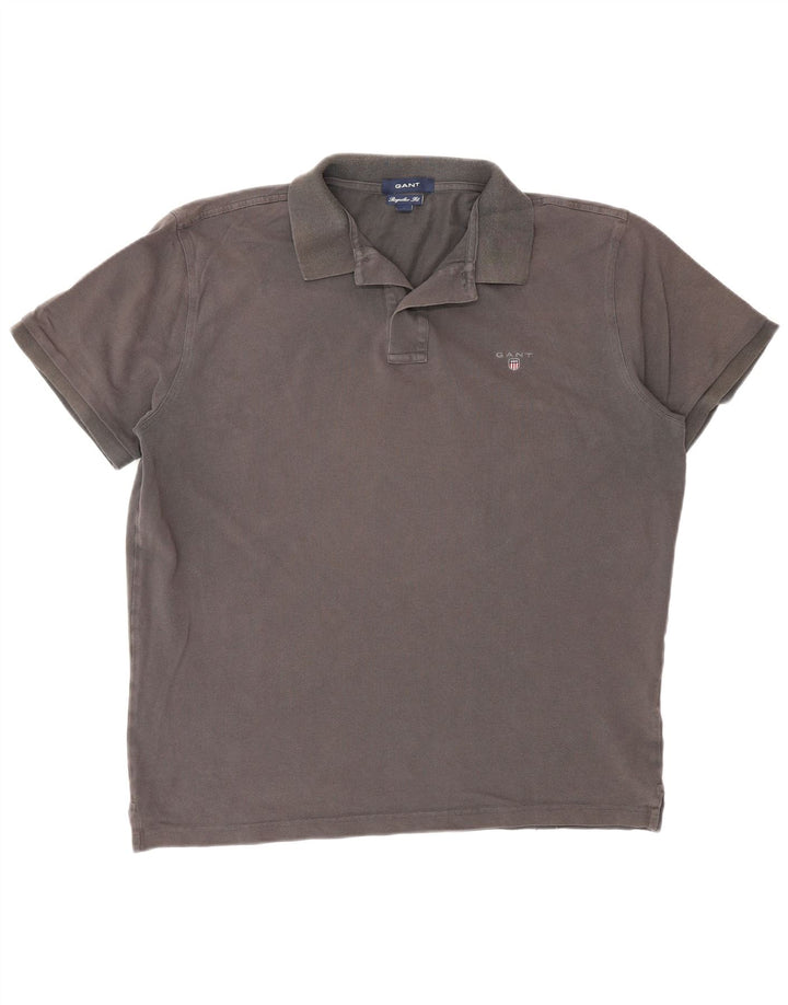 Camisa polo masculina Gant Regular Fit grande algodão cinza
