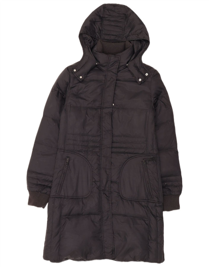 Casaco acolchoado com capuz feminino Playlife UK 12 médio preto poliamida