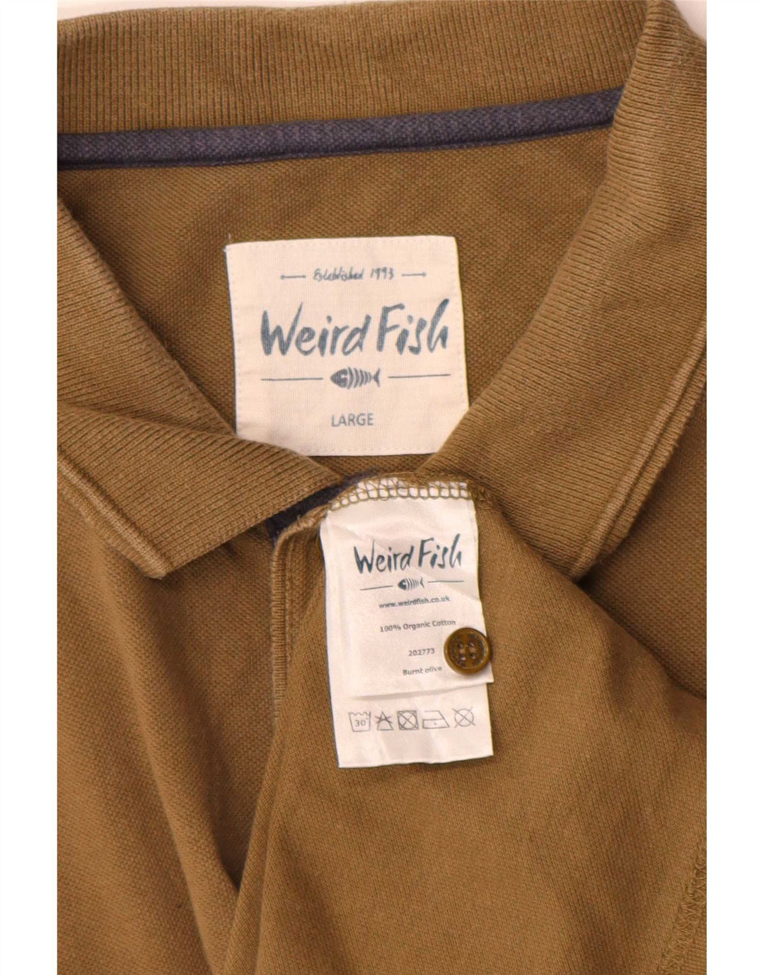 Camisa polo masculina Weird Fish grande algodão cáqui