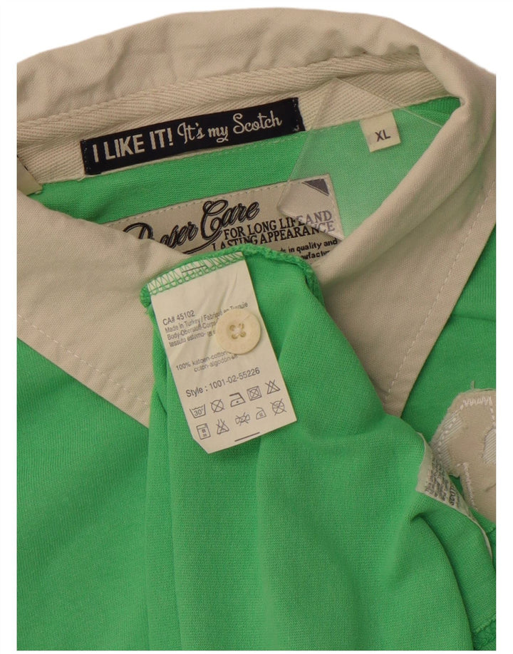 SCOTCH & SODA Camisa polo masculina gráfica de rugby XL algodão verde