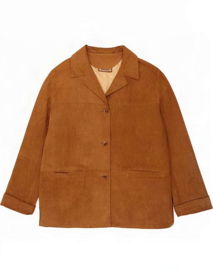 Jaqueta feminina vintage de camurça IT 52 2XL couro bege