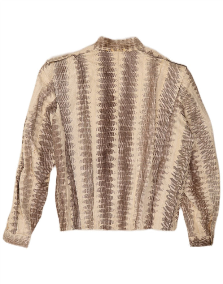 Jaqueta de couro masculina Lee Sands UK 40 grande bege estampa animal