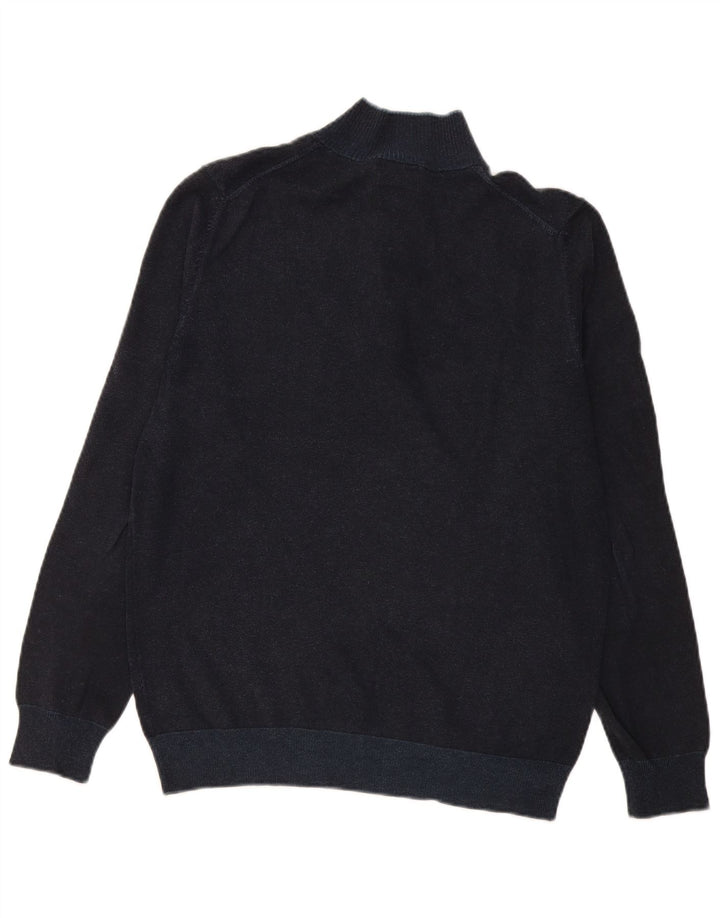 Suéter masculino Massimo Dutti com gola redonda, grande algodão azul marinho