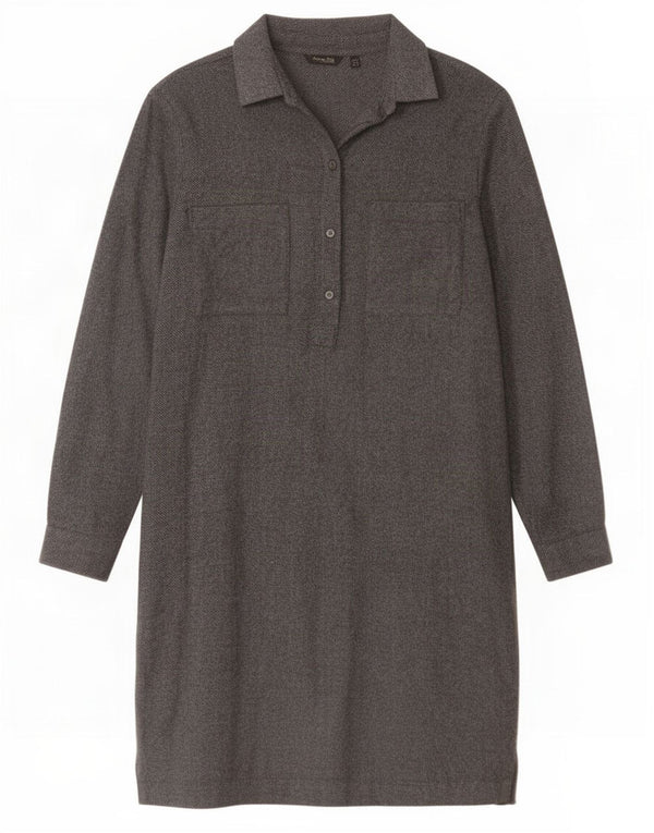 Vestido camisa feminino de manga comprida Massimo Dutti EU 42 grande cinza Chevron