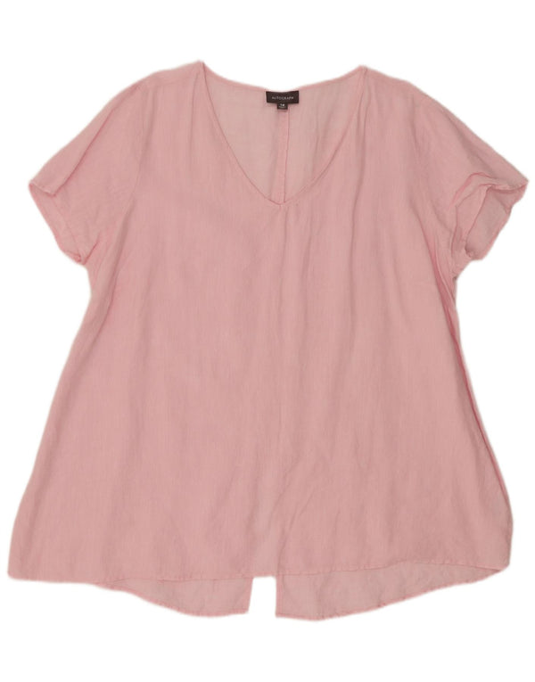 Blusa feminina Marks & Spencer Autograph Oversized Top Reino Unido 18 XL linho rosa