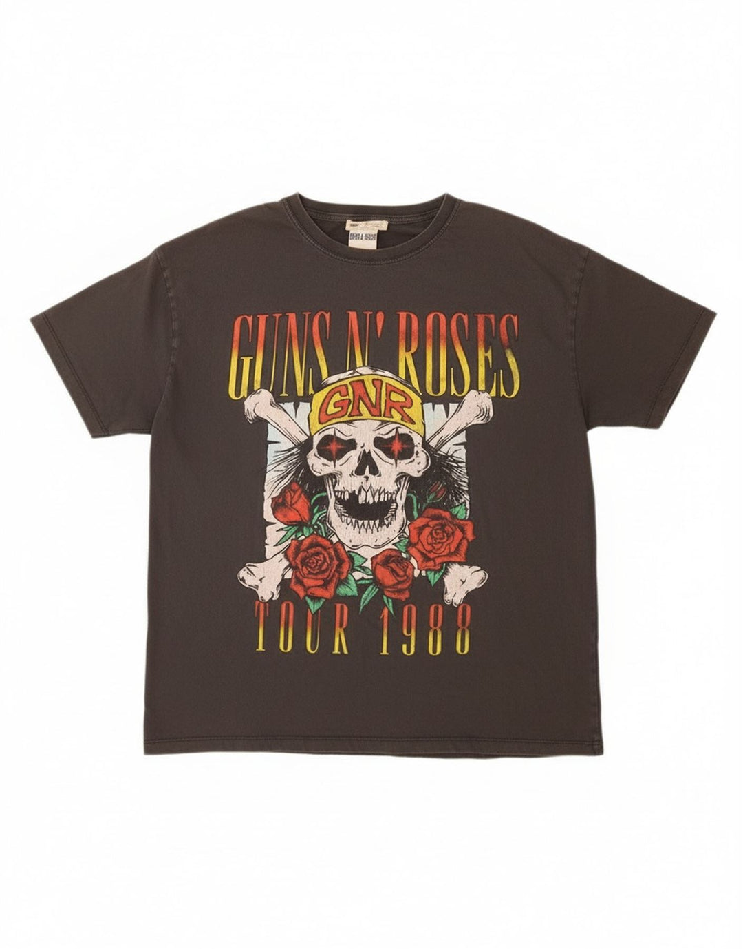 Camiseta masculina Pull & Bear Guns & Roses com estampa gráfica grande de algodão cinza