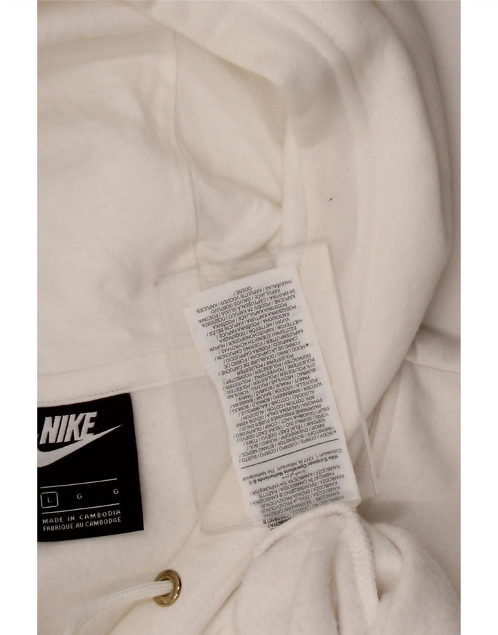NIKE Mens Graphic Hoodie Jumper Large White Cotton