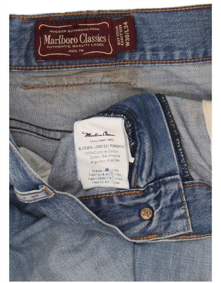Marlboro Classics Mens Straight Jeans W36 L34 Azul Algodão