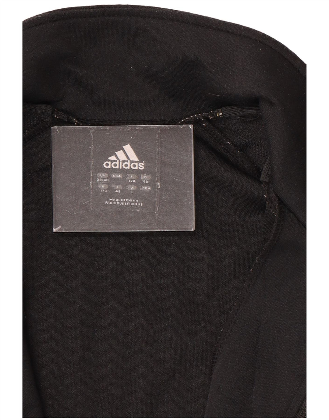 ADIDAS Mens Tracksuit Top Jacket UK 38/40 Médio Preto Listrado