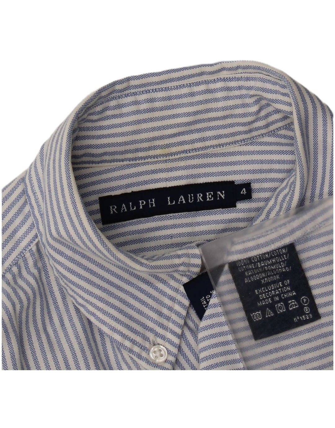 Camisa feminina Ralph Lauren EUA 4 algodão listrado azul pequeno