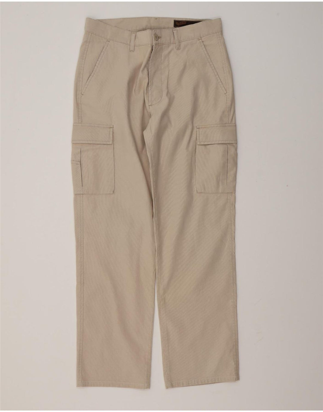 Calça cargo masculina reta a gás W34 L32 algodão bege