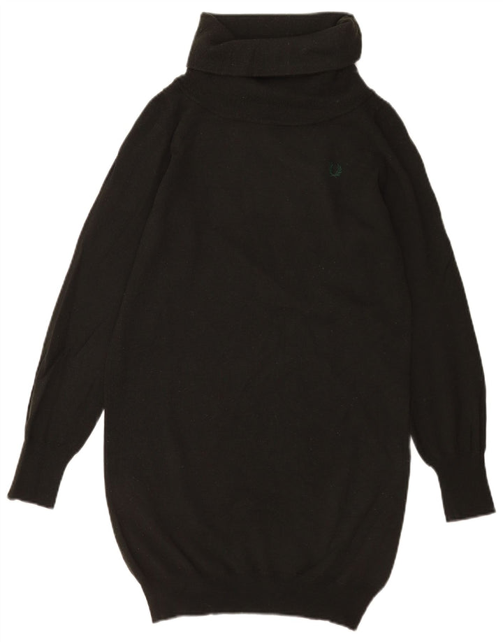 Suéter feminino Fred Perry Longline com gola redonda Reino Unido 14 grande verde