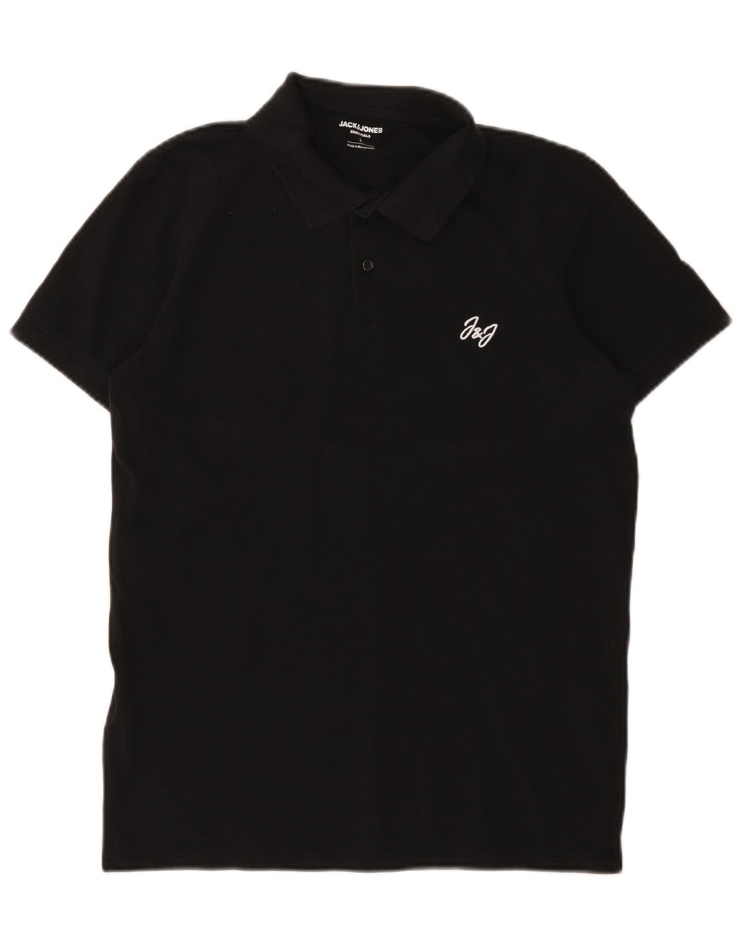 Camisa polo masculina Jack & Jones grande algodão preto