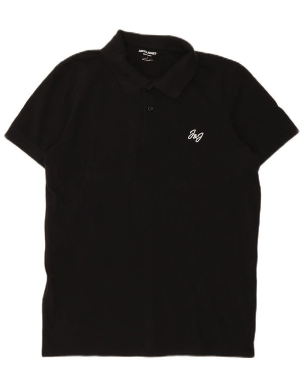 Camisa polo masculina Jack & Jones grande algodão preto