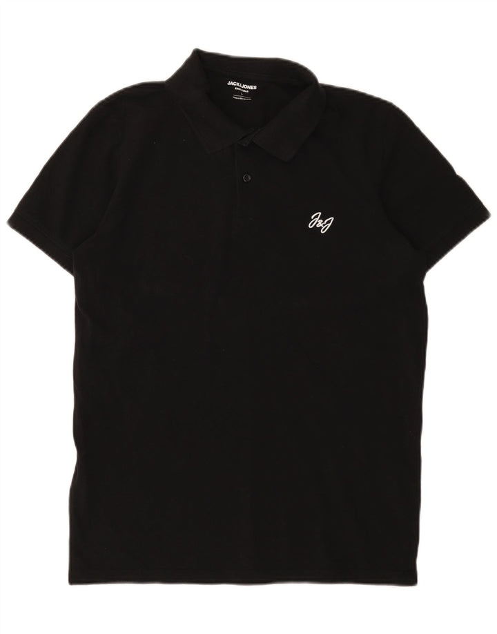 Camisa polo masculina Jack & Jones grande algodão preto