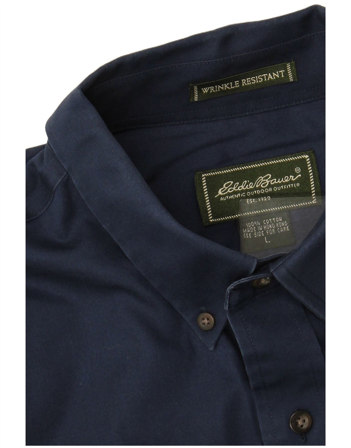 EDDIE BAUER Camisa masculina resistente a rugas grande algodão azul marinho