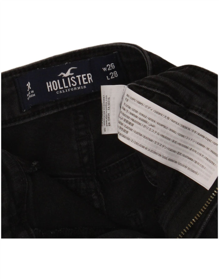 HOLLISTER Calça jeans feminina cintura alta W26 L28 algodão preto