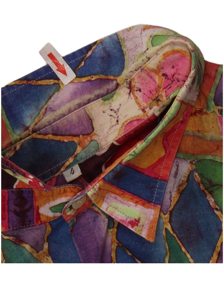 Camisa masculina VINTAGE de manga curta grande geométrica multicolorida