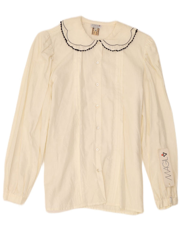 Blusa feminina Magil UK 18 XL algodão manchado branco