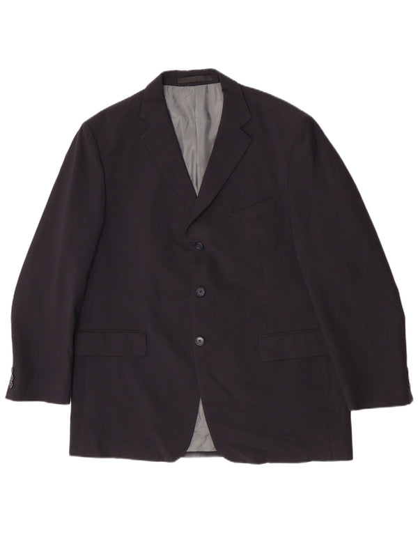 Jaqueta blazer masculina de 3 botões Marks & Spencer Reino Unido 44 2XL azul marinho poliéster
