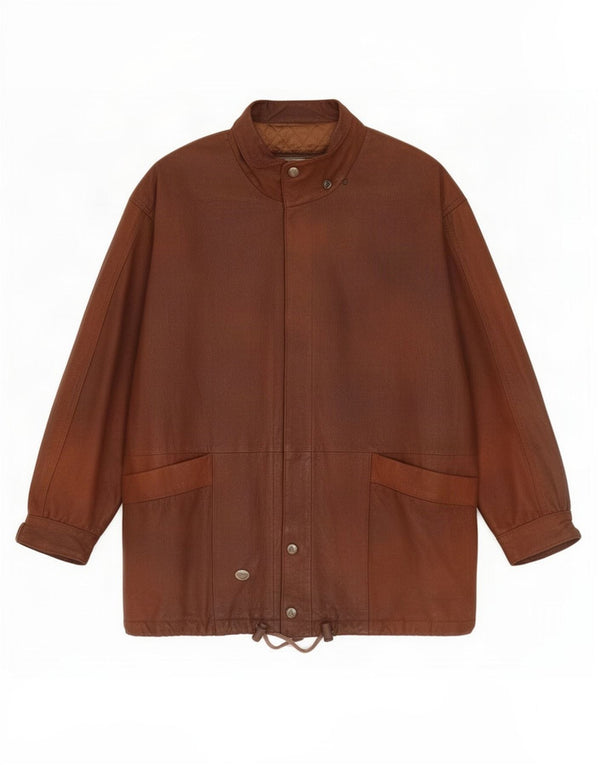 Jaqueta de couro feminina vintage UK 16 grande marrom