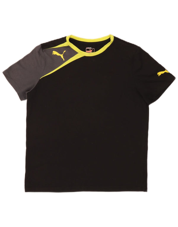 Camiseta Gráfica Puma Boys Top 15-16 Anos Cor Preta Bloqueio de Cores Poliéster