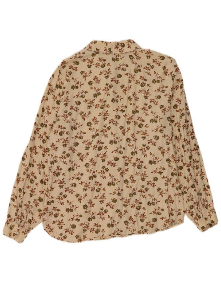 Camisa feminina Benetton UK 14 viscose floral bege médio
