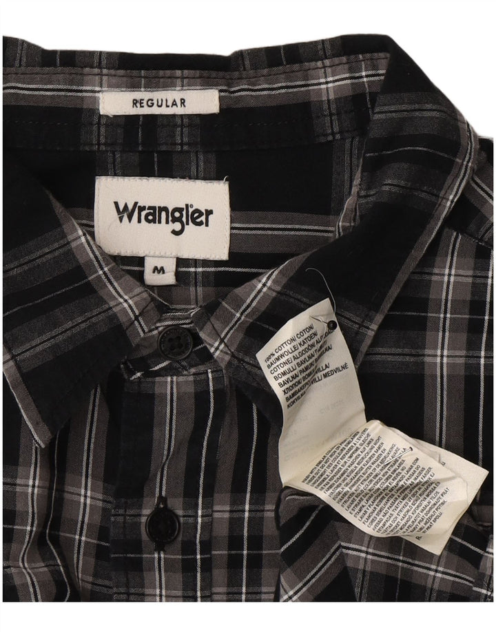 Camisa Wrangler masculina de flanela de ajuste regular, algodão xadrez preto médio
