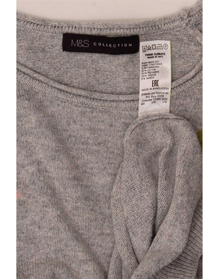 Suéter feminino Marks & Spencer com gola redonda e gola redonda Reino Unido 16 grande cinza