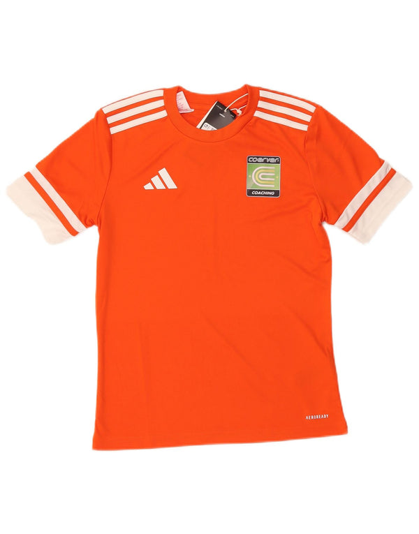 ADIDAS Boys Aeroready Graphic T-Shirt Top 11-12 Years Orange Colourblock
